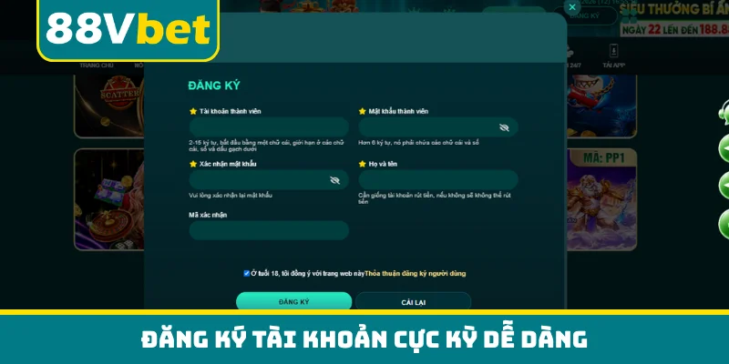Đăng ký tài khoản cực kỳ dễ dàng